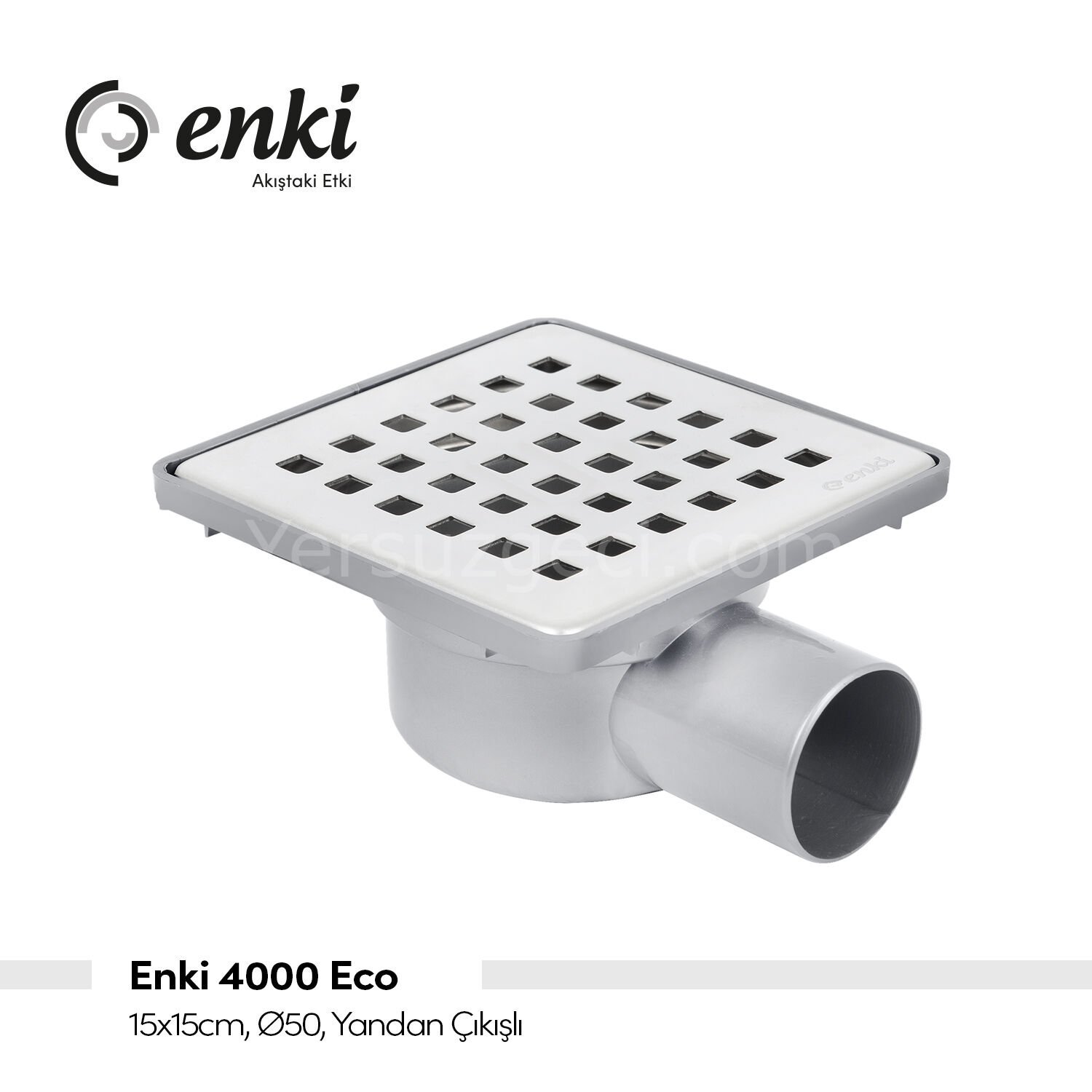 ENKİ 4000 Eco - 15x15cm, Ø50, Yandan Çıkışlı, Klapeli