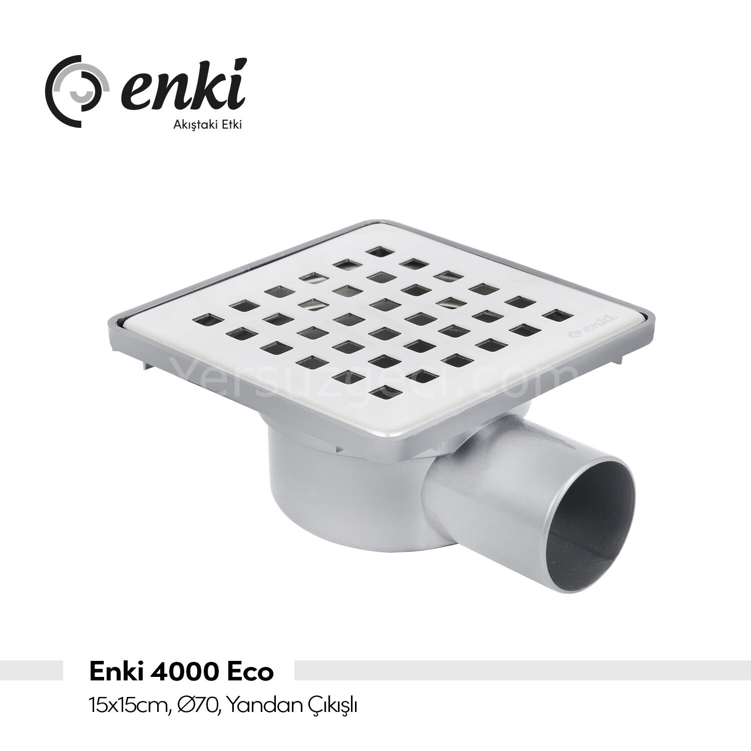 ENKİ 4000 Eco - 15x15cm, Ø70, Yandan Çıkışlı, Klapeli
