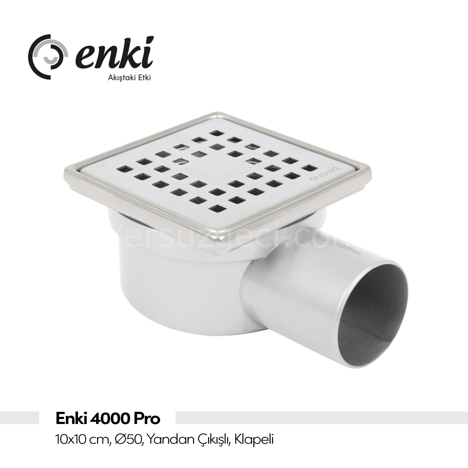 ENKİ 4000 Pro - 10x10cm, Ø50, Yandan Çıkışlı, Klapeli