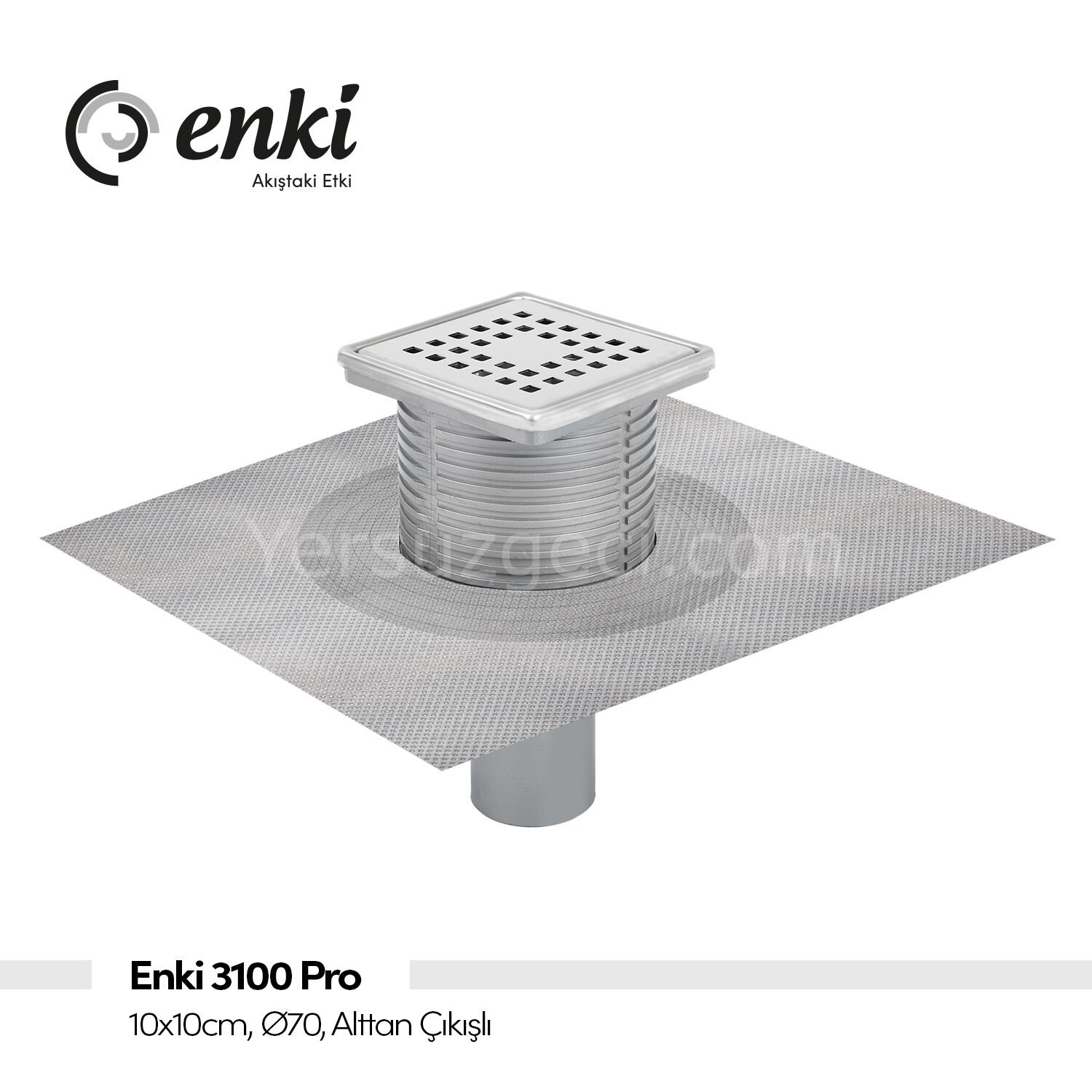 ENKİ 3100 Pro - 10x10cm, Ø70, Alttan Çıkışlı