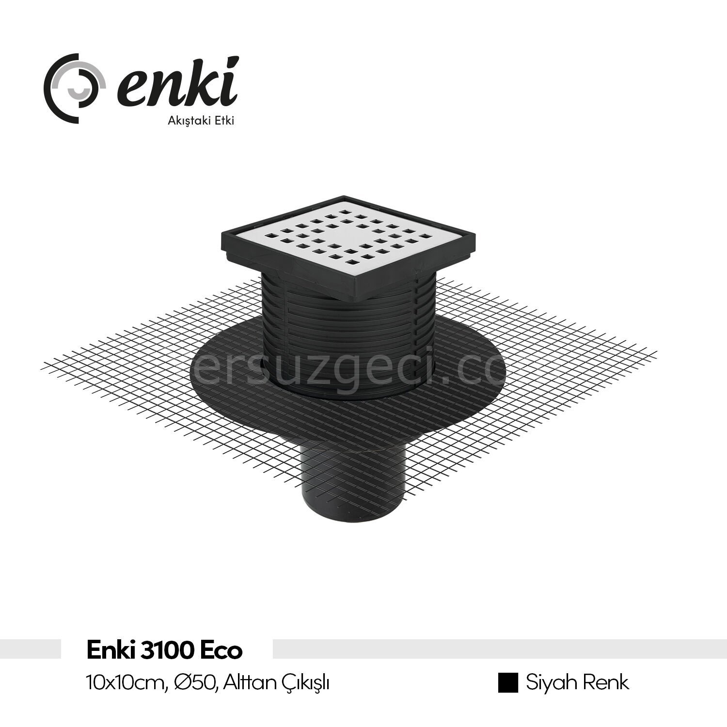 ENKİ 3100-Eco 10x10 Ø50 Alttan Çıkışlı(Siyah, Fileli)